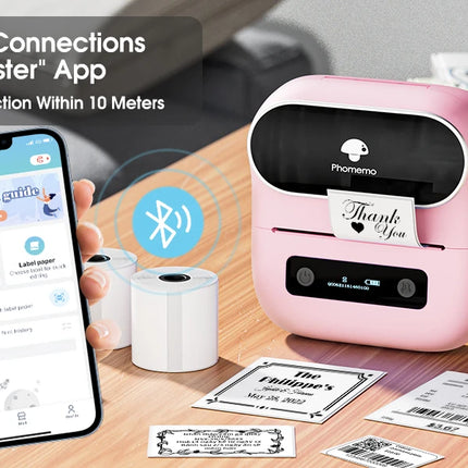 Phomemo M220 Bluetooth Thermal Label Printer 20-75mm Portable 203DPI Label Maker for Barcode Address Mailing File Labels