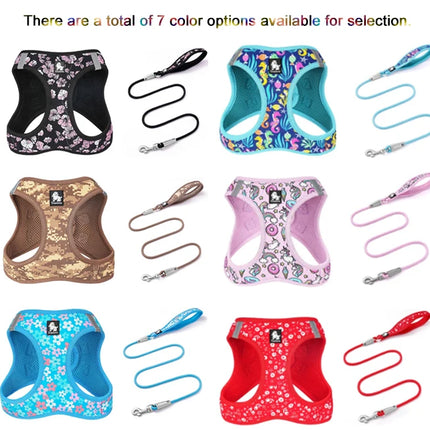 Truelove Reflective Dog Harness and Leash Set for Small Medium Dogs Soft Breathable No Pull Pet Vest Outdoor TLH3016+TLL25761