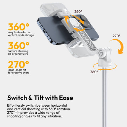 Ulanzi TT88 Overhead Tripod for Phone With Magnetic Clamp Double Cold Shoe Remote Controller Light Desktop Shoot Mantis Bracket