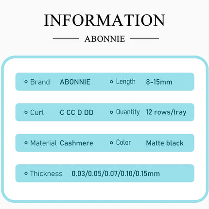 Abonnie Cashmere Classic Individual Eyelashes Extensions Ultra Matte Black Lashes Fluffy Cilia All Size Cilios
