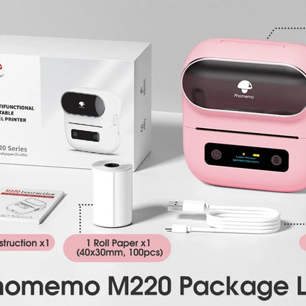 Phomemo M220 Bluetooth Thermal Label Printer 20-75mm Portable 203DPI Label Maker for Barcode Address Mailing File Labels