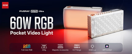 ZHIYUN Official FIVERAY M60 Ultra RGB Fill Light 60W Pocket Video Light 2500K~10000K APP Control For Vlog YouTube Live Streaming