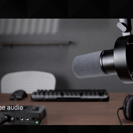 FIFINE USB/XLR Dynamic Microphone with Shock Mount,Touch-mute,Headphone Jack&Volume Control,for PC or Sound Card Recording -K688