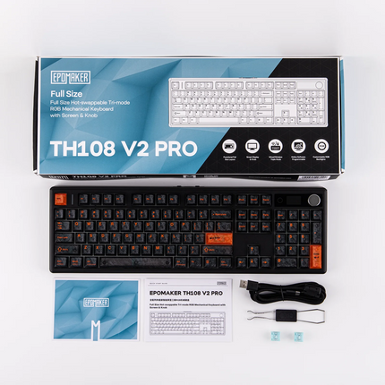 EPOMAKER TH108 V2 PRO 100% ANSI US Layout Wired/Bluetooth/2.4Ghz Wireless Mac Modifier Mechanical Keyboard with Screen & Knob