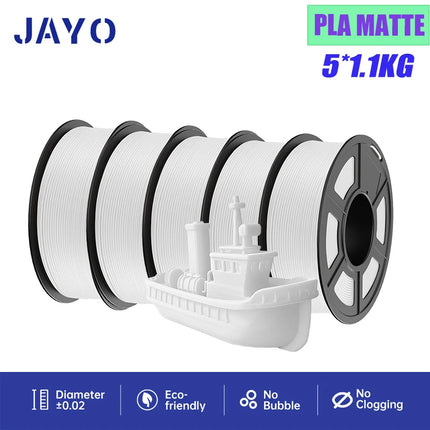 JAYO 3D Printer Filament  PETG PLA HSMPETG PLA PLUS 1.75mm 5Rolls 3D Printing Materials for 100% No Bubble &FDM 3D Pen DIY Gift