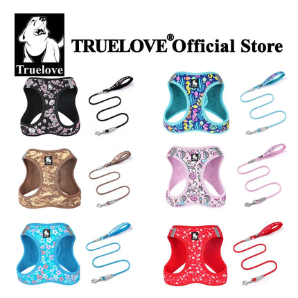 Truelove Reflective Dog Harness and Leash Set for Small Medium Dogs Soft Breathable No Pull Pet Vest Outdoor TLH3016+TLL25761