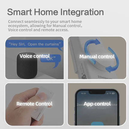 ZemiSmart Matter Thread Roller Shade Driver Rechargeable Motor Works with Homey HomeKit Google Home Assistant SmartThings MTP1