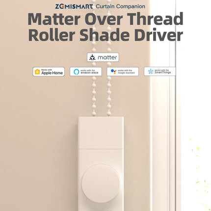ZemiSmart Matter Thread Roller Shade Driver Rechargeable Motor Works with Homey HomeKit Google Home Assistant SmartThings MTP1