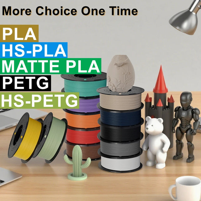 KINGROON 10KG(22LBS) PETG PLA Matte HS-PETG Filament 1.75mm High Speed 3D Printer Material Matt PLA 1kg*10 Roll Mix Color, Local