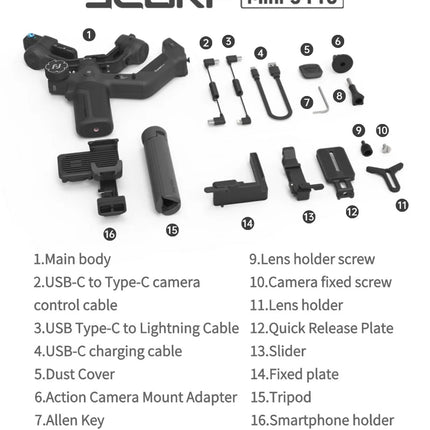 FeiyuTech SCORP Mini 3 Pro Camera Gimbal Stabilizer, AI Tracking, Detachable Handle, Vlogging, Mirrorless Action Cameras, Phones