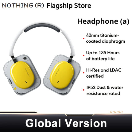 NOTHING Headphone (a) Wireless Bluetooth Headphone Long Battery Life 40 Db Active Noise Cancelling Hi Res Ldac Ip52 Waterproof