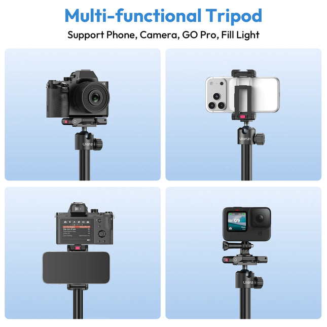 Ulanzi MT-44 B Universal Phone Tripod 1.5M Dual-Camera Setup Selfie Stick With Wireless Bluetooth for Sony Canon iPhone Xiaomi