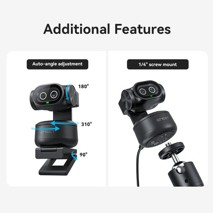 4K Webcam PTZ Web Camera EMEET PIXY Dual-Camera AI Tracking Video Camera for Streaming With SonySensor Gesture Control Autofocus