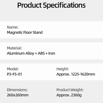 TELESIN Magnetic Mobile Phone Floor Stand Cantilever Live Broadcast Tablet Bracket Lifting Bracket Universal Mobile Phone Holder