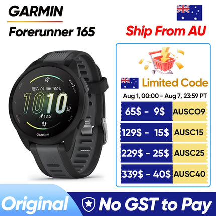 【Ship From AU】Garmin Forerunner 165 GPS Running Smartwatch AMOLED Touchscreen 11 Days Battery Life Training Metrics