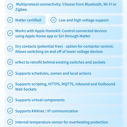 Shelly 1 Gen4 Zigbee Dry Contact Wifi Smart Switch Matter For Controlling Lights Apps Garage Doors Works with Apple Homekit