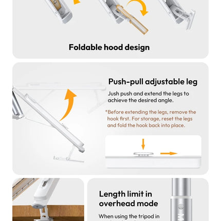 Ulanzi TT88 Overhead Tripod for Phone With Magnetic Clamp Double Cold Shoe Remote Controller Light Desktop Shoot Mantis Bracket