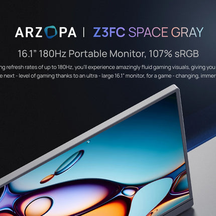 ARZOPA 16.1'' 2.5k Portable Monitor 180hz IPS 16:10 100%sRGB External Monitor for Laptop PS4/5 Switch MAC With HDMI/USB C Z3FC