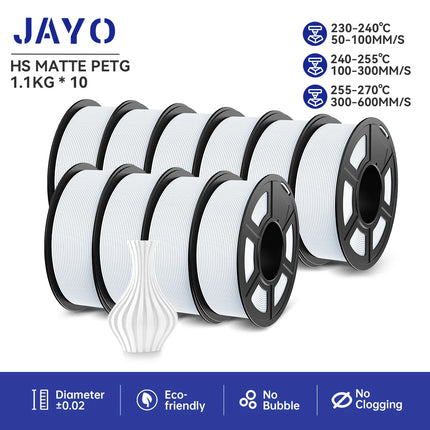 JAYO petg/PLA PLUS/High speed matte PETG /PLA filament 175mm no bubbles smooth multiple colors optional for 3D printing 10Rolls