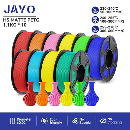 JAYO petg/PLA PLUS/High speed matte PETG /PLA filament 175mm no bubbles smooth multiple colors optional for 3D printing 10Rolls