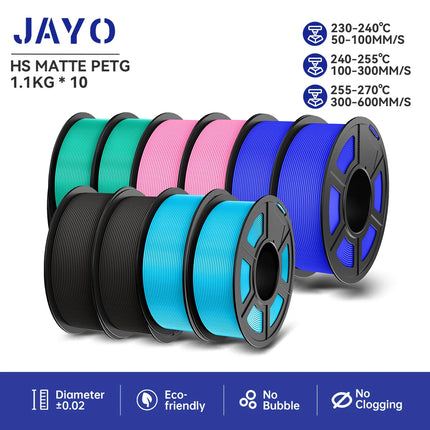 JAYO petg/PLA PLUS/High speed matte PETG /PLA filament 175mm no bubbles smooth multiple colors optional for 3D printing 10Rolls