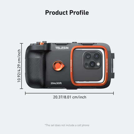 TELESIN Diving Waterproof Phone Case Universal Phone Camera Shoot Hand Grip Holder Shooting Aid Remote Control Handle