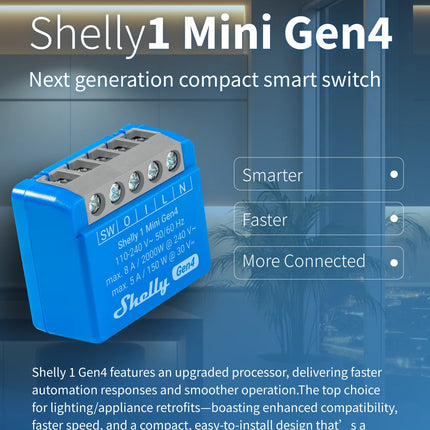 Shelly 1 Mini Gen4 Zigbee Dry Contac Matter Smart Home WiFi Smart Garage Door Smart Life Control Alexa Google Home HomeKit