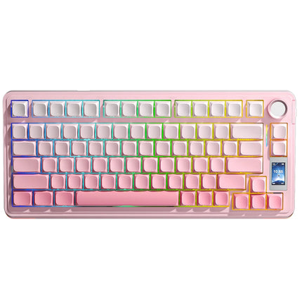 AULA S75 Pro Gaming Mechanical Keyboard 75% Hot Swappable RGB Backlit 4000mAh PBT Keycaps Wireless Keyboard with LED Screen Knob