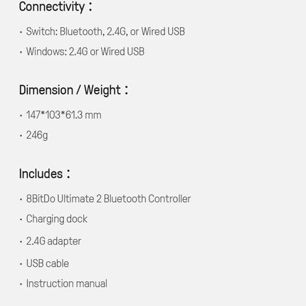 8BitDo Ultimate 2 Bluetooth Gaming Controller for Switch 2,1& Windows PC with TMR Joysticks, Switchable Triggers, Motion Control