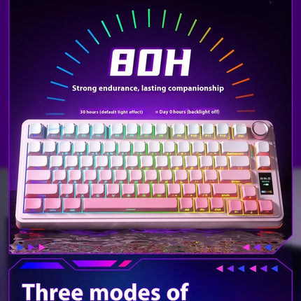 AULA S75 Pro Gaming Mechanical Keyboard 75% Hot Swappable RGB Backlit 4000mAh PBT Keycaps Wireless Keyboard with LED Screen Knob