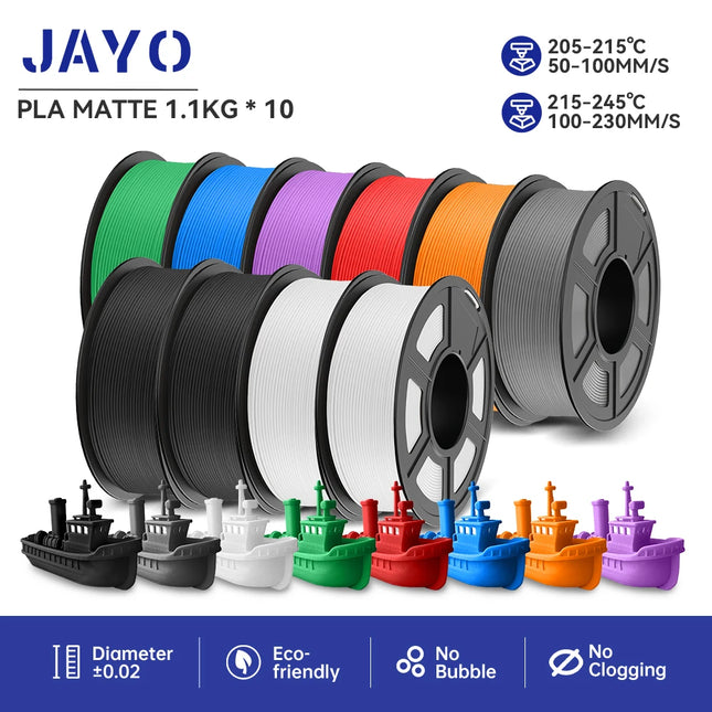JAYO 10 Rolls PLA Plus / PETG / High Speed Matte PLA / PLAFilament 175mm No Bubbles Smooth Multiple Colors Optional for 3D Print