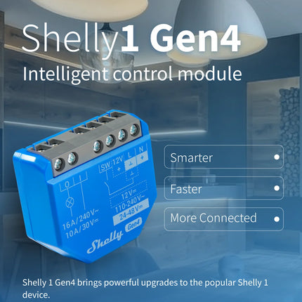 Shelly 1 Gen4 Zigbee Dry Contact Wifi Smart Switch Matter For Controlling Lights Apps Garage Doors Works with Apple Homekit