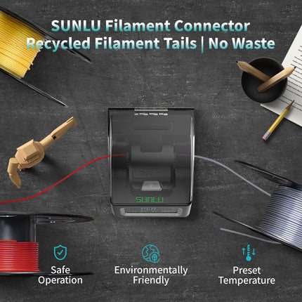 SUNLU Filament Connector FC01 for 1.75mm PLA/ABS/PETG/PA/PC Filament Fast Welding Splicer Simple to Use with 200pcs PTFE Sleeve