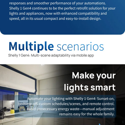 Shelly 1 Gen4 Zigbee Dry Contact Wifi Smart Switch Matter For Controlling Lights Apps Garage Doors Works with Apple Homekit
