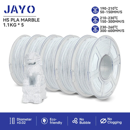 JAYO 3D Printer Filament  PETG PLA HSMPETG PLA PLUS 1.75mm 5Rolls 3D Printing Materials for 100% No Bubble &FDM 3D Pen DIY Gift