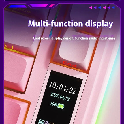 AULA S75 Pro Gaming Mechanical Keyboard 75% Hot Swappable RGB Backlit 4000mAh PBT Keycaps Wireless Keyboard with LED Screen Knob