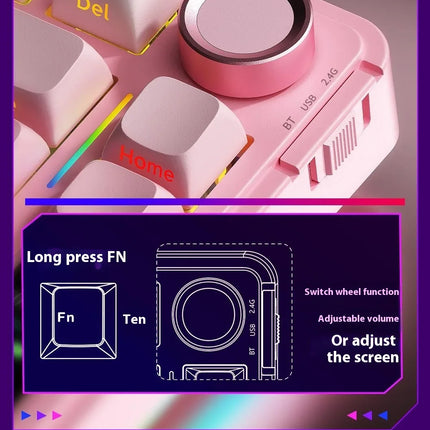 AULA S75 Pro Gaming Mechanical Keyboard 75% Hot Swappable RGB Backlit 4000mAh PBT Keycaps Wireless Keyboard with LED Screen Knob