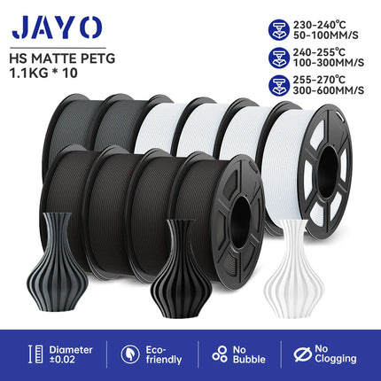 JAYO petg/PLA PLUS/High speed matte PETG /PLA filament 175mm no bubbles smooth multiple colors optional for 3D printing 10Rolls