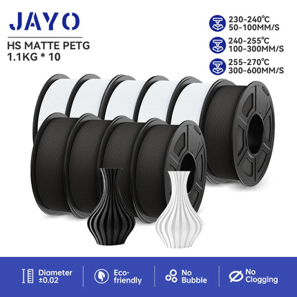 JAYO petg/PLA PLUS/High speed matte PETG /PLA filament 175mm no bubbles smooth multiple colors optional for 3D printing 10Rolls
