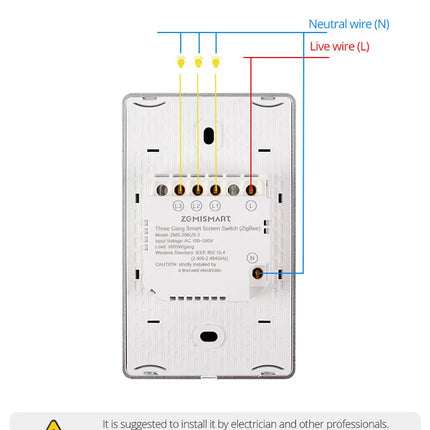 Zemismart Zigbee DIY Name Switch Smart US Touch Light Switch with Horizontal Display Screen Work with Tuya App Alexa Google Home